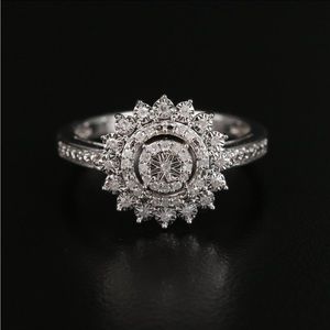 Diamond Sterling Silver Ring Size 7